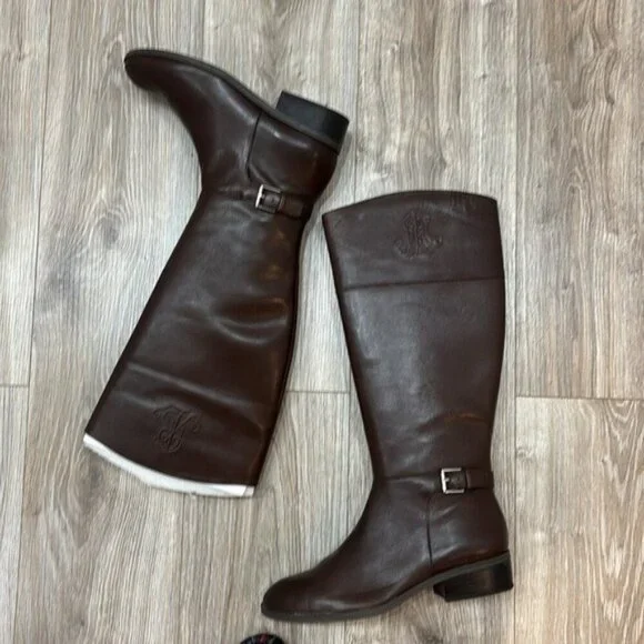 Ralph Lauren  brown WOMEN''S  Elegant leather riding boots size 9.5 NEW - Picture 3 of 11